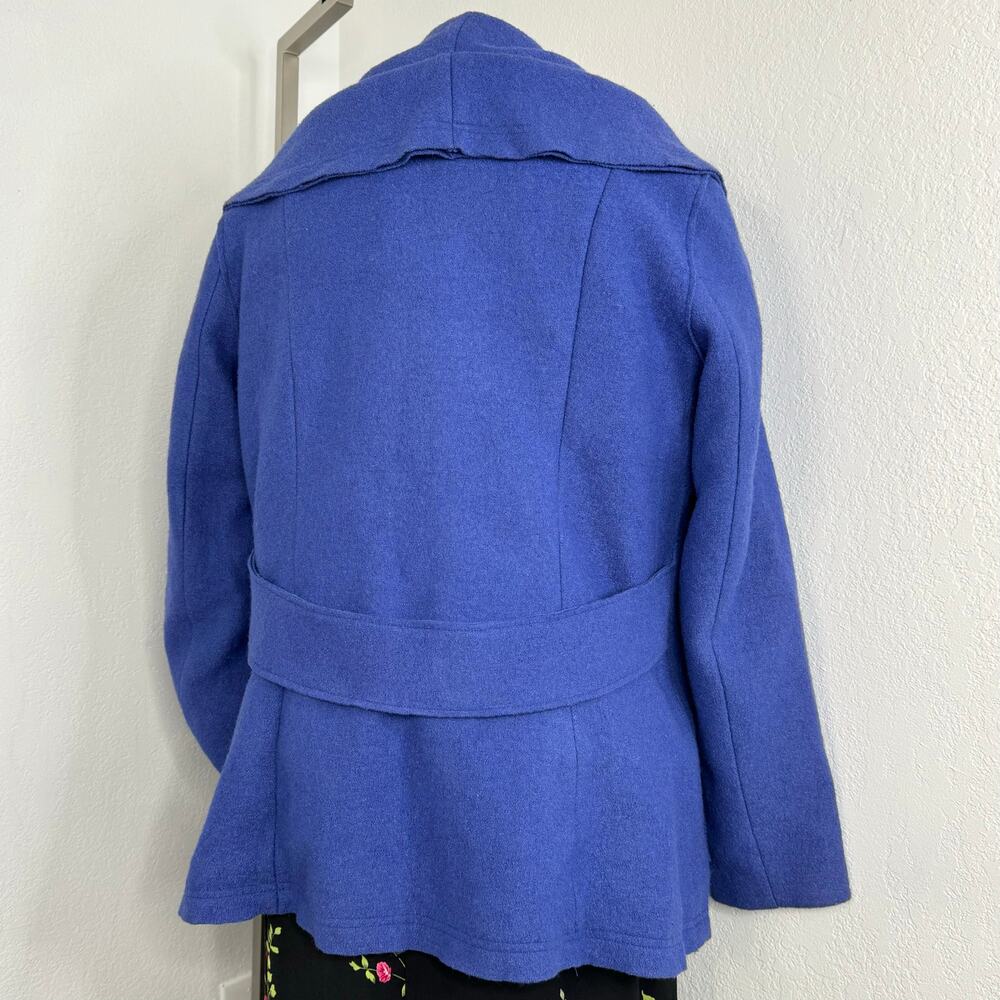 Vintage Blue Wool Blend Shawl Coat Snap Closure Size 18 Forecaster of Boston - Picture 4 of 10